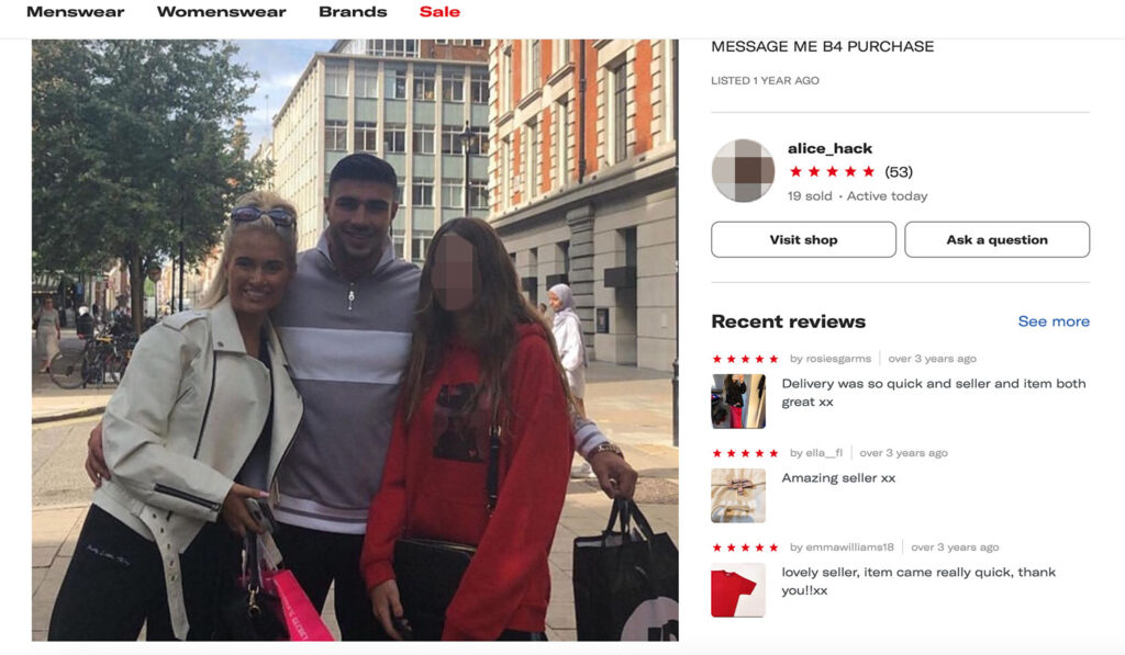 A woman lists a hoodie touched by Tommy Fury on Depop for £5 million, cashing in on the reality star's fame despite his recent split from Molly Mae Hague. Is it a joke?