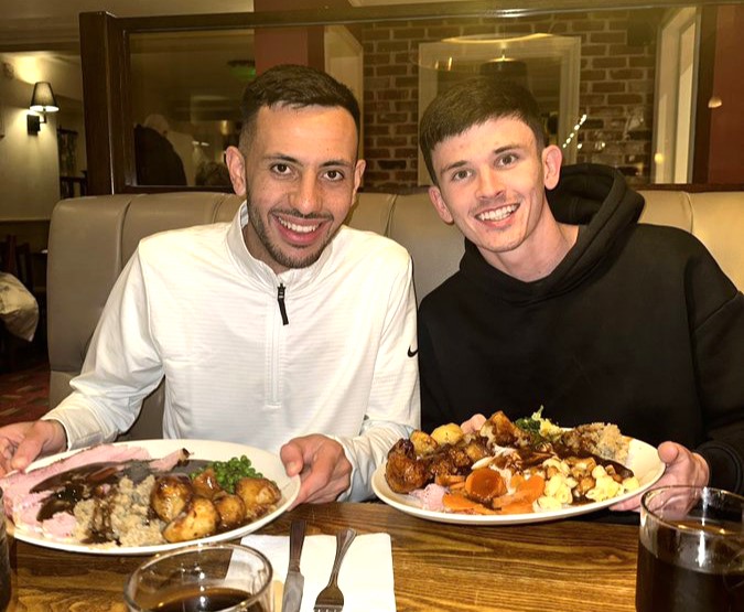 Everton's Dwight McNeil celebrated his two goals against Crystal Palace with a Toby Carvery feast, enjoying a budget roast with friends after their 2-1 Premier League win.