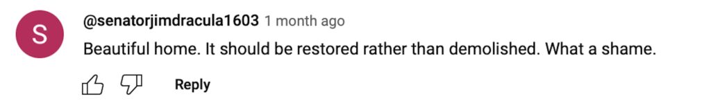 Social media comment on the post of Urban explorer discovers abandoned $8.1M mansion with six bedrooms, pool, and basketball court. Once a luxurious estate, it's now set for demolition, captivating viewers.