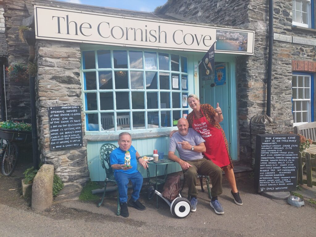 Hollywood star Warwick Davis surprised staff at The Cornish Cove Tearoom in Port Isaac, enjoying tea and Victoria Sponge. Locals praised the actor for his kind demeanor.