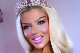 UK's real-life Barbie, Jade Lyne, embraces a more natural look while keeping her 'bimbo' style. Despite trolls, she feels 10 years younger and happier with her pink lifestyle.