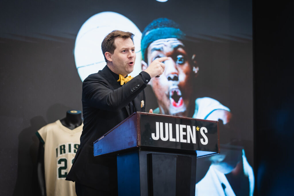 LeBron James' jersey sold for a record-breaking $1.3M at Julien's Auctions in Hong Kong, leading an event featuring items from Michael Jordan, Cristiano Ronaldo, and more.