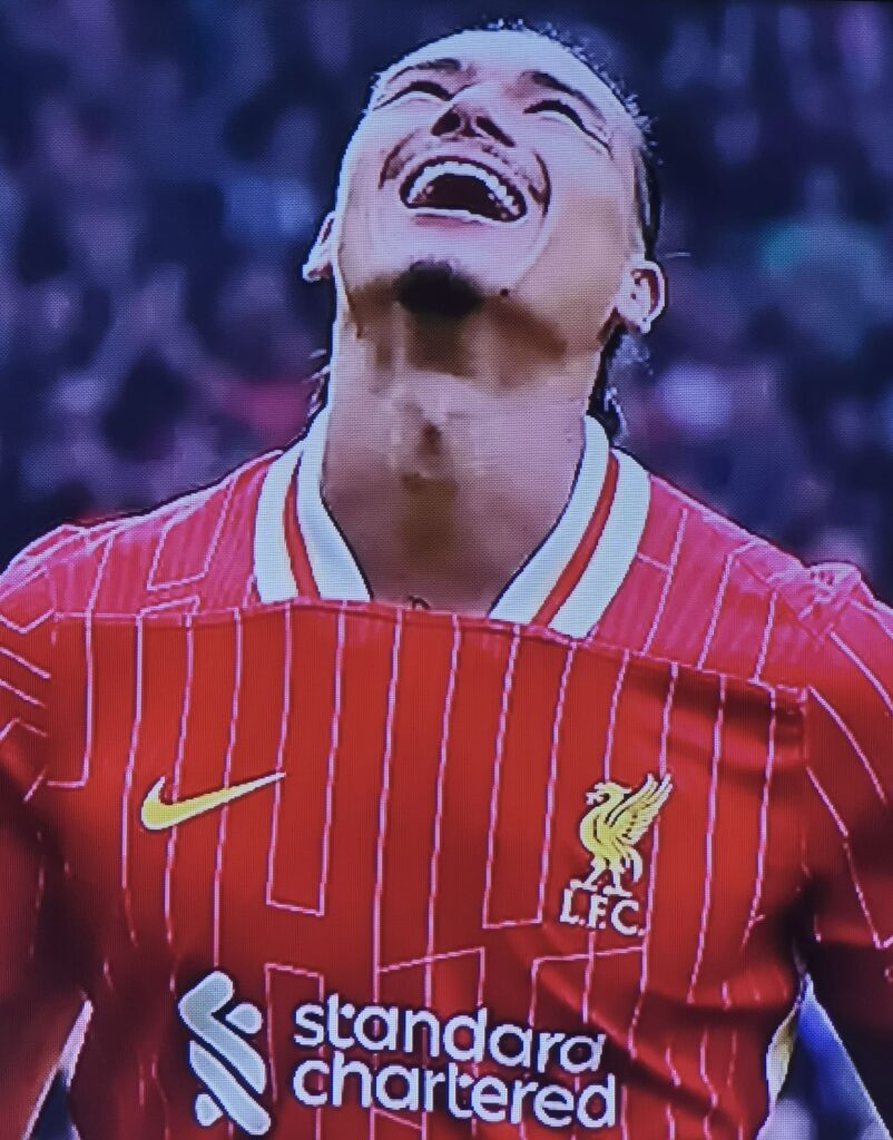 Football fans spot a hilarious resemblance to Lord Voldemort in Liverpool striker Darwin Núñez's neck during a celebration after his goal in the 3-0 win over Bournemouth.