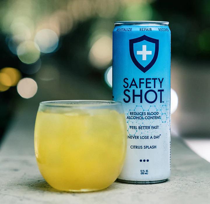 Safety Shot, the first clinically proven drink to reduce blood alcohol levels and eliminate hangover symptoms in just 30 minutes. Feel better, faster!