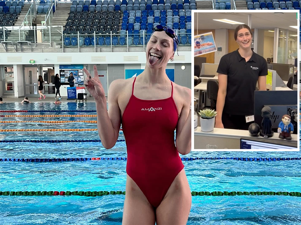 Olympian Hazel Ouwehand reveals her double life as a swimmer and accountant, balancing spreadsheets with swim meets in a viral video captivating fans.