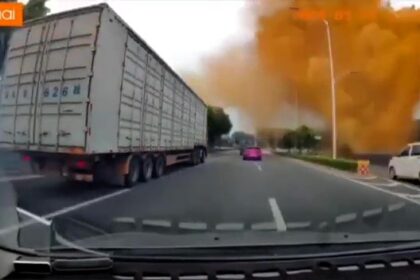 A sewage pipe explosion near a motorway in Nanning, China, drenched cars and pedestrians in waste. The powerful blast caused a massive clean-up operation, leaving many shocked.