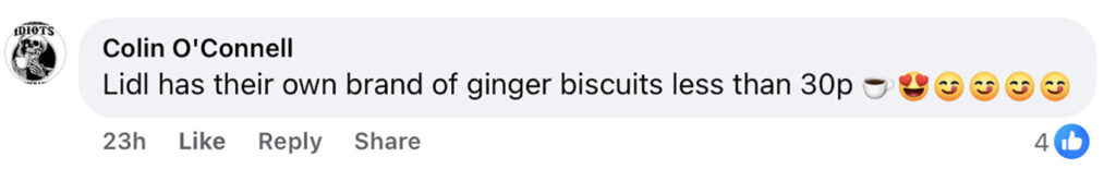 Social media comment on the post of Shoppers debate Christmas treats as savvy buyers find supermarket own-brand ginger biscuits for under 60p, while many stick to Lindt chocolate for festive indulgence.