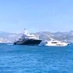 Shocking footage shows a $125m super yacht colliding with a smaller vessel off Bodrum, Turkey. Despite major damage, no injuries reported. Coast Guard investigates.