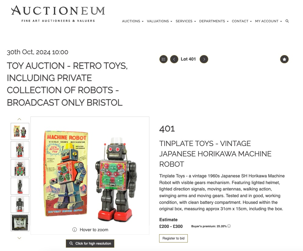 Britain’s largest toy robot collection, featuring 400+ vintage space-age robots, heads to auction with bids expected to reach £30,000 for these nostalgic treasures.