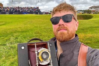 Photographer Miles Myerscough-Harris captures stunning panoramic shots of sports stadiums worldwide with a 130-year-old film camera, including breathtaking photos of Old Trafford.