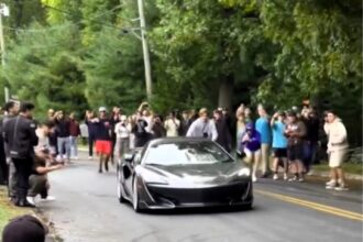 Shocking footage captures McLaren 600LT crash at high speed during car meet in Connecticut, just days after YouTuber Jack Doherty's McLaren smash in Miami.