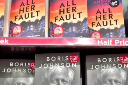 Shocked shopper spots Boris Johnson's autobiography ‘Unleashed’ surrounded by books like ‘Psychology of Stupidity’ in a humorous display at WHSmith, Gatwick.