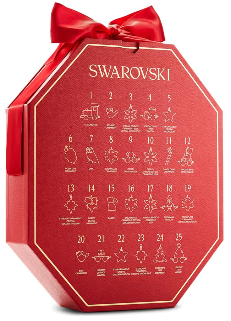 Add luxury to your Christmas with Swarovski's £900 Advent Calendar, featuring 25 crystal surprises. Perfect for festive decor, but not suitable for kids under 15.