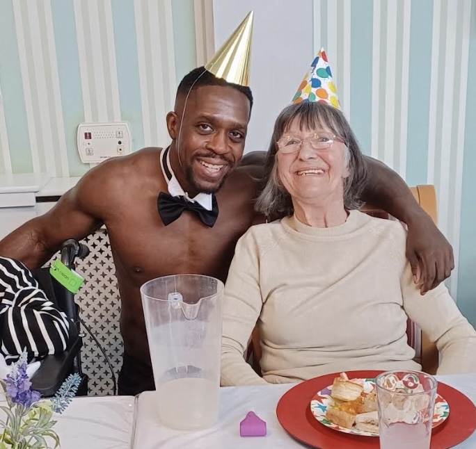 Three care home residents celebrated milestone birthdays with a Butler in the Buff, bringing joy and laughter to the party at The Dell Care Home in Lowestoft, Suffolk.