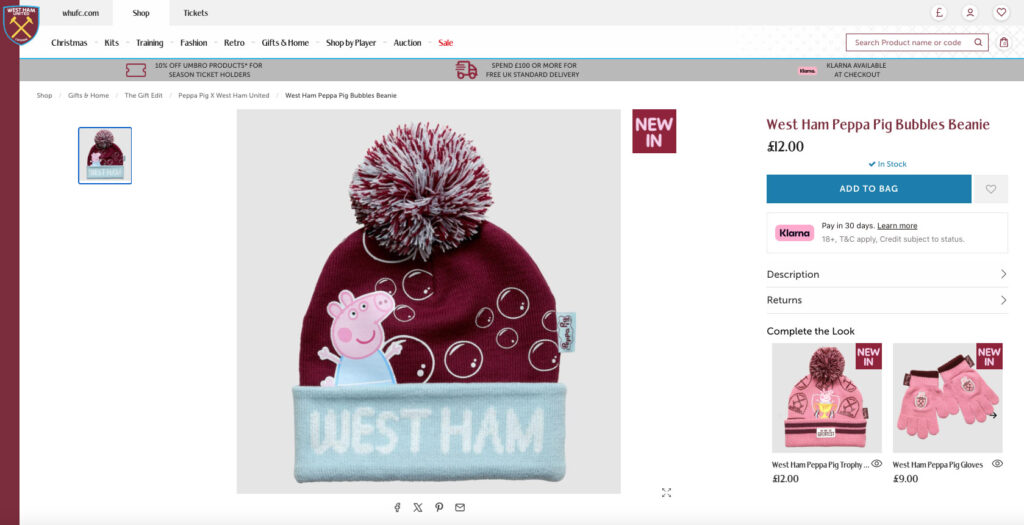 West Ham fans are laughing after the club released a Peppa Pig merchandise range, featuring scarves, hats, and gloves in claret and pink, leaving some supporters surprised.