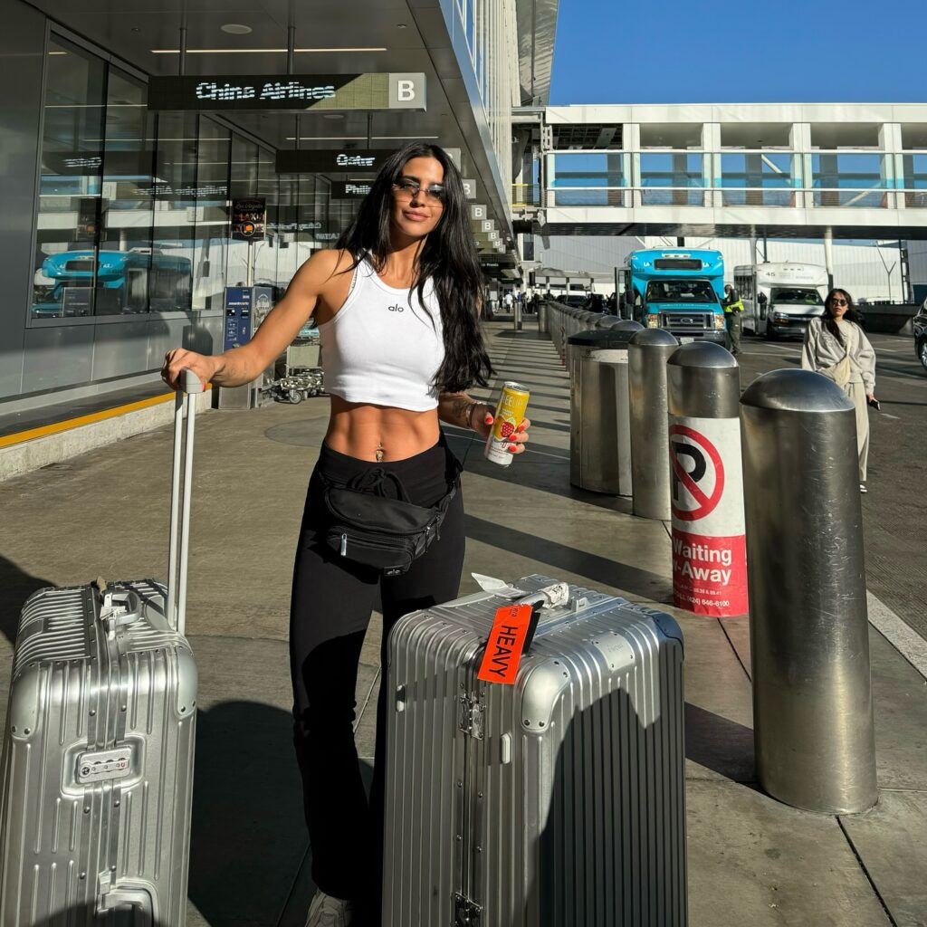 Actress and fitness influencer Barbara de Regil faced criticism after performing a vigorous workout in a packed plane aisle during a 35-hour trip, leaving passengers baffled.