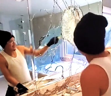 Builders smash luxury bathroom after client allegedly fails to pay $10,000 labor fee. Viral TikTok video sparks debate on handling payment disputes. 920,000+ views.