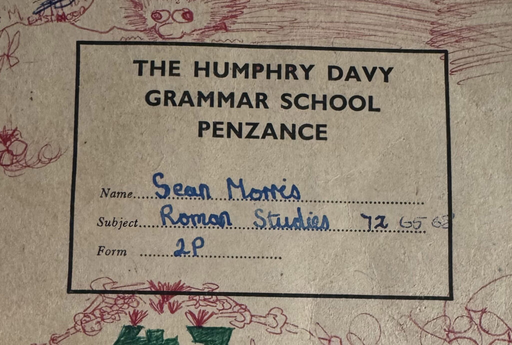 A history exercise book from 1975 was found in a school drawer and returned to its owner, Sean Morris, 49 years later, sparking nostalgia and a trip down memory lane.