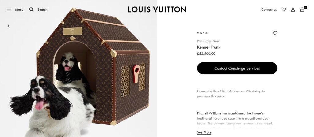 Louis Vuitton's £52,500 dog kennel, part of Pharrell’s urban dog-walking collection, sparks online ridicule, with users mocking its luxury features for pets.