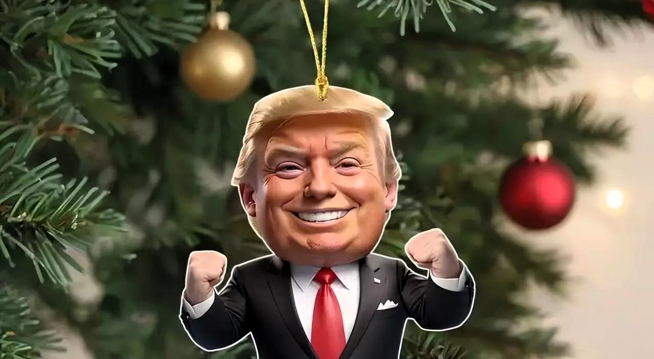 Trump-themed Christmas merchandise floods Etsy and eBay as sellers cash in on his election win; festive jumpers and ornaments celebrate 'Make Christmas Great Again.'