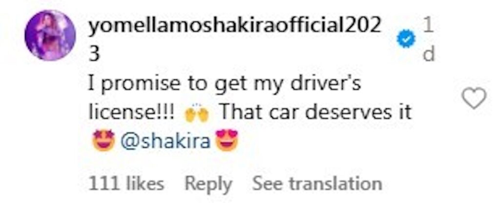 Social media comment on the post of Shakira announces plans to give away her self-designed Lamborghini Urus S, featured in her latest music video. Fans eagerly await details of the exclusive giveaway!