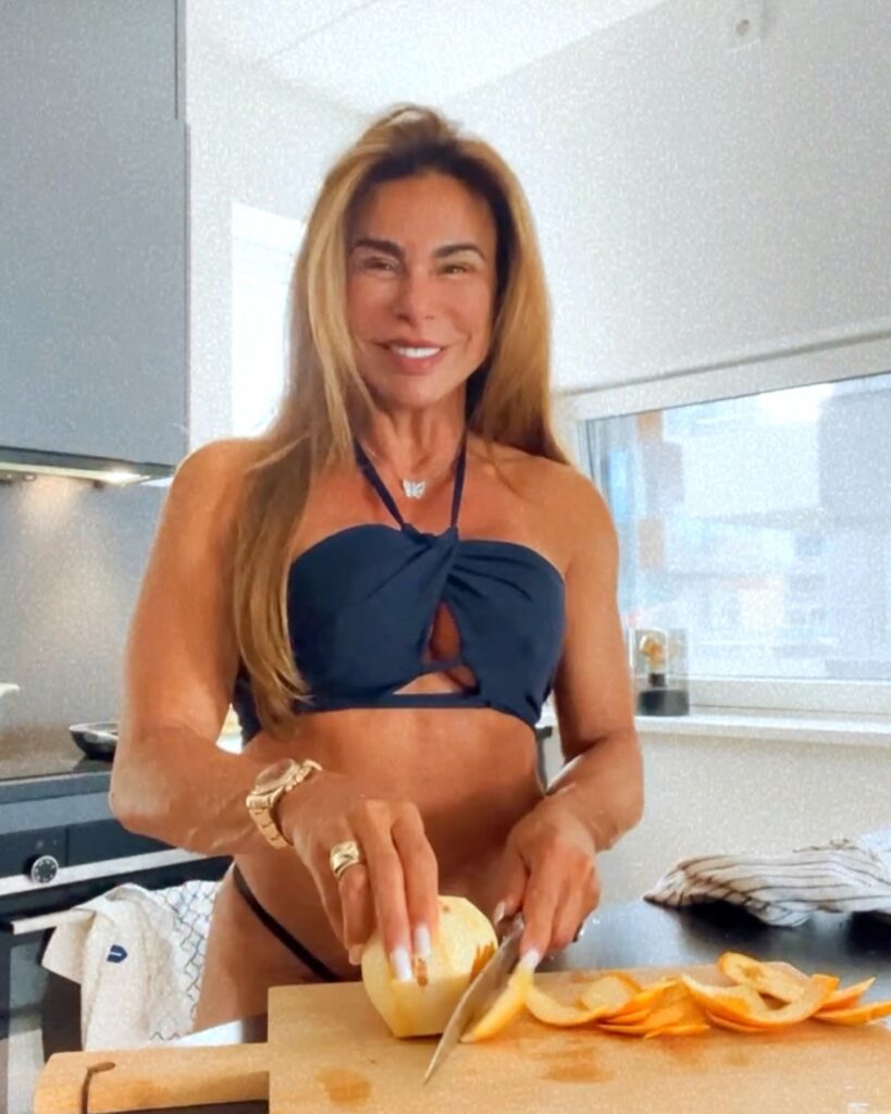 Fitness influencer and 55-year-old gran Andréa Sunshine eats 5,400 eggs a year to stay ripped, even bringing them on dates, spending £2,700 annually on her protein-packed routine.