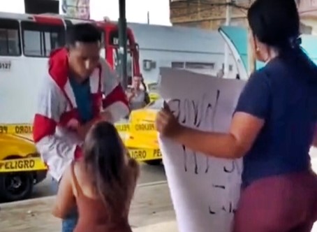 A dramatic video shows a woman begging her ex for forgiveness at a Bolivian bus terminal after allegedly cheating with his brother, only to be rejected as he boarded his bus.