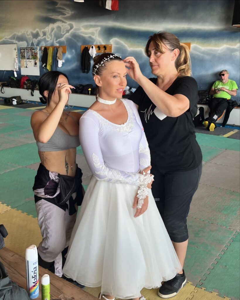 Skydiving model Roberta Mancino marries mid-air, exchanging vows in freefall with partner Manuel Basso in a breathtaking wedding above the clouds.