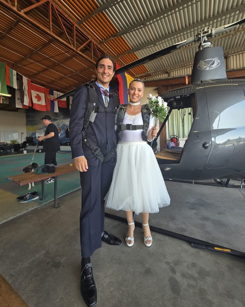 Skydiving model Roberta Mancino marries mid-air, exchanging vows in freefall with partner Manuel Basso in a breathtaking wedding above the clouds.