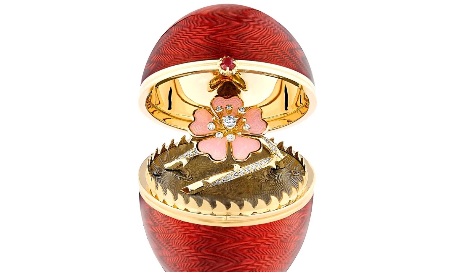 Not feeling festive? Easter arrives early with Fabergé's £58,080 golden egg. Featuring diamonds, a ruby, and a delicate wild rose, it's a rare heirloom with only 10 editions.