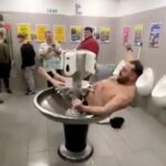 Exeter City fan takes a post-match dip in a motorway service station sink after a 2-0 loss to Stockport County, splitting opinions with his bizarre antics.