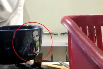 Marilyn Manson’s face mysteriously appears on a saucepan in Lithuania, shocking a fan mid-cook. Friends confirm resemblance, sparking playful reactions online.