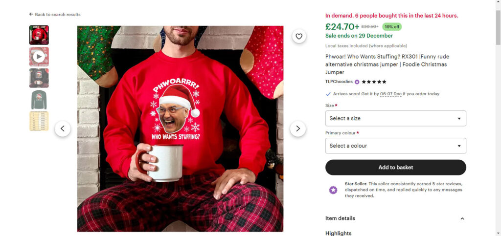 Gregg Wallace-themed Christmas jumpers with cheeky slogans like "Phwoar! Who Wants Stuffing?" are selling fast on Etsy, cashing in on the scandal surrounding the former MasterChef host.