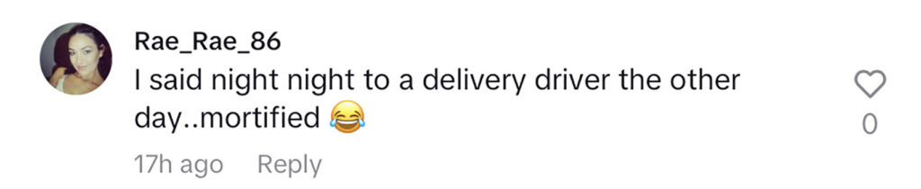 Social media comment on the post of A mum hilariously told a food delivery driver she loved him after enjoying some wine, caught on Ring doorbell. Friends are split between sweet or cringeworthy vibes.