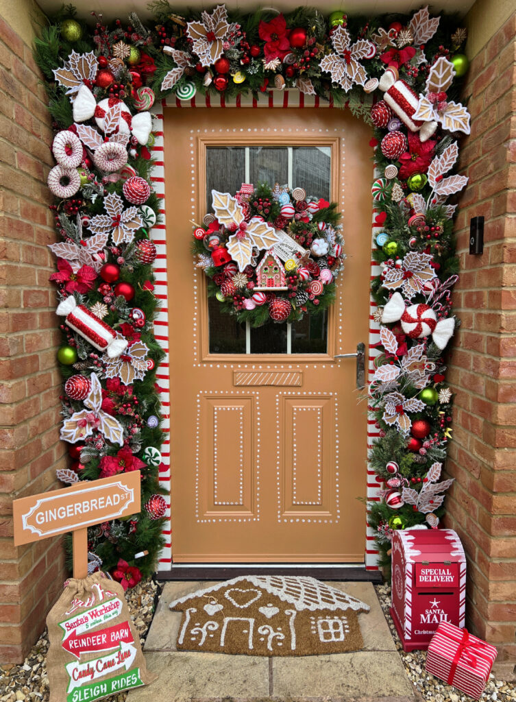 A festive twist in Somerset: Hannah Cape dazzles neighbors with her disco-ball-themed Christmas door, reusing decorations for a sustainable and glittering display.