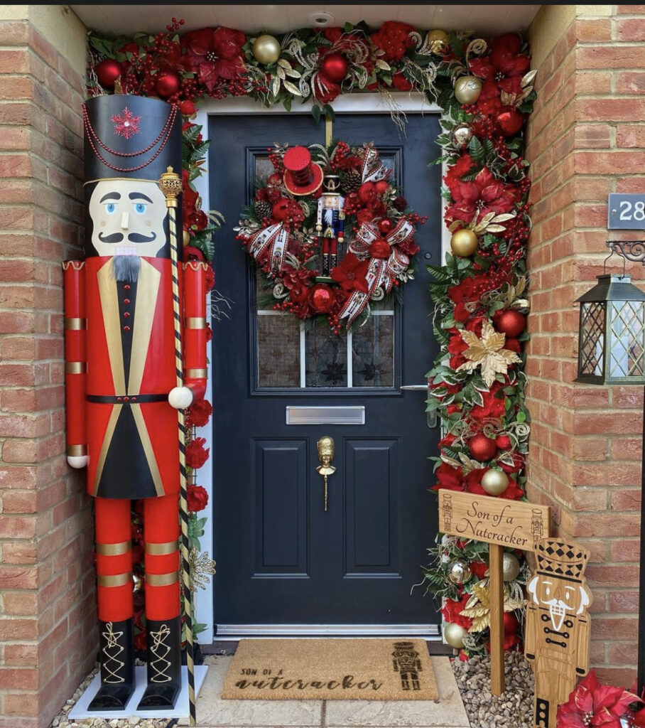 A festive twist in Somerset: Hannah Cape dazzles neighbors with her disco-ball-themed Christmas door, reusing decorations for a sustainable and glittering display.