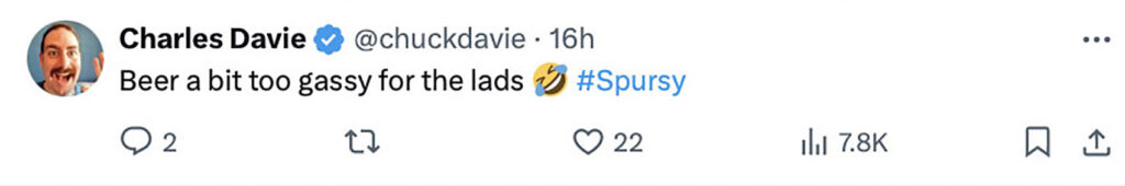 Social media comment on the post of Tottenham fans mocked for bringing a posh bar setup, complete with gin, Pernod, ice, and lemons, on a train to their Europa League clash with Rangers in Glasgow.