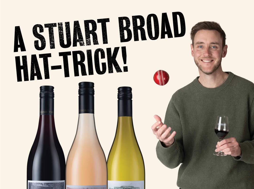 Stuart Broad trades wickets for wine, partnering with Laithwaites to recommend a global-inspired trio. Fans react to the cricket legend's latest venture off the pitch.