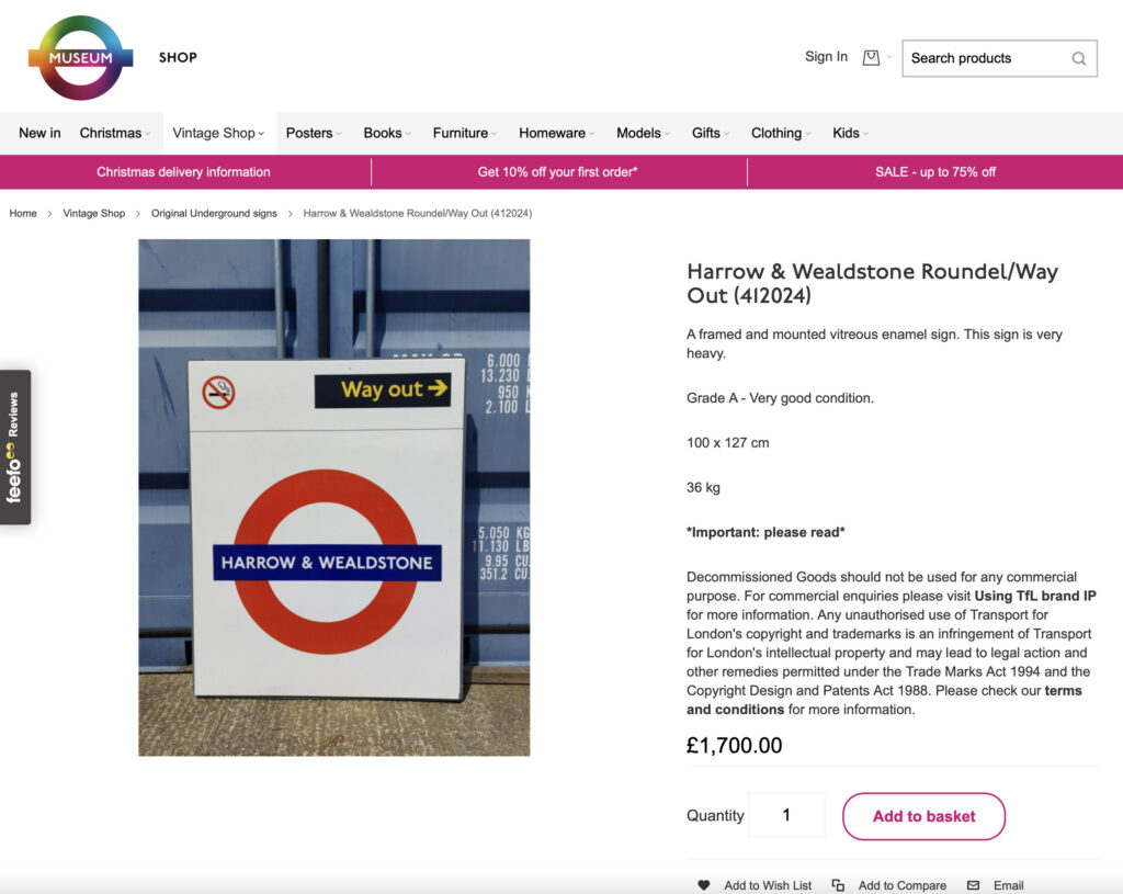 Own a piece of London Underground history! Decommissioned station signs, priced from £195 to £1,950, are now on sale. Iconic, heavy, and perfect for train enthusiasts!