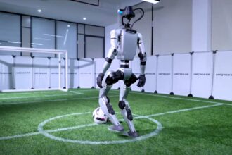 Advanced humanoid G1-Comp robots wow in football trials with agility and precision, hinting at potential appearances in RoboCup 2025 and the World Humanoid Robot Games.