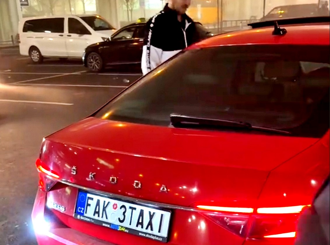 A Brit tourist in Prague was stunned when her Bolt cab arrived with a "FAK 3TAXI" license plate. Though amused, she warns travelers to prioritize safety when booking rides.