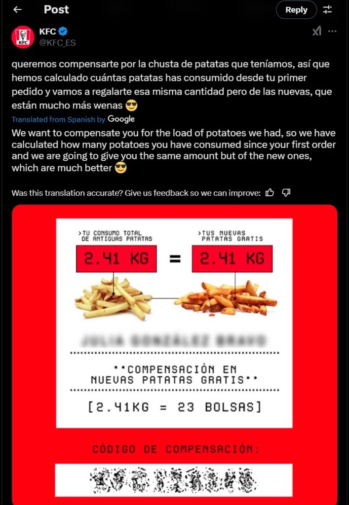 Fast food fans in Spain go wild as KFC's free fries promotion sparks suitcase-stuffing frenzy, compensating for old chips with 2.41kg of crispy, upgraded potatoes per customer!