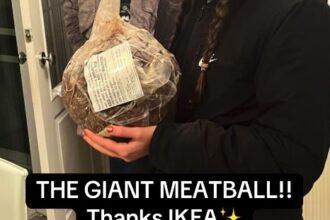 An Ikea superfan won a massive 5kg meatball, enough to feed 24 people, in a quirky competition. Hannah Pidgeon says the win has her family laughing and ready to feast!