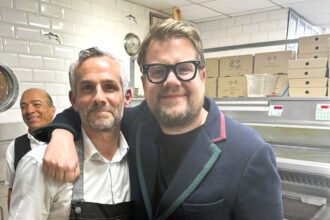 Gavin and Stacey star James Corden surprises staff at Colmans fish and chip shop in South Shields after attending David Miliband's lecture, sparking mixed reactions from locals.