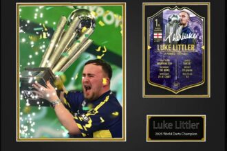 Darts prodigy Luke Littler sells 50 rare framed and signed World Champion cards for £225 each. Pre-order this collector’s dream ahead of his Premier League debut.