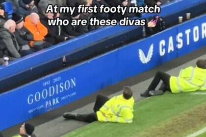 Everton vs Tottenham stewards go viral on TikTok for their relaxed "diva" pose. The 3-2 Everton win was rivaled by the sideline humor, sparking over 1.7M views!