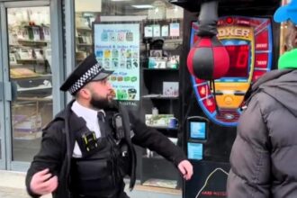 Three on-duty cops joined in on a street punch machine challenge during a shop opening in Harrow, amusing the public. The Met Police says it’s part of building community ties.