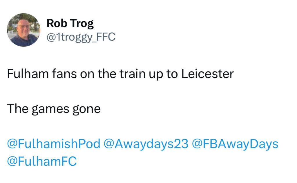 Social media comment on the post of Fulham fans were mocked for enjoying oysters and champagne on a train to Leicester, embodying their club's posh reputation, as they celebrated a 2-0 victory.