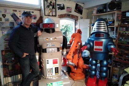 Terrified by toy robots as a child, Andy Shaw now builds life-sized, working versions, including Daleks and Robby the Robot, blending passion, charity, and sci-fi ingenuity.