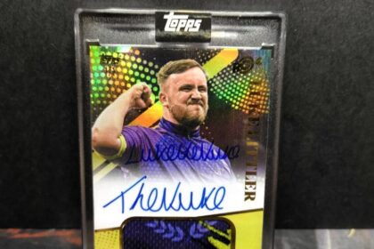 A signed Luke Littler darts card, featuring his autograph, nickname "The Nuke," and a match-worn shirt snippet, sold for an astonishing £14,667 on eBay after his PDC World Darts Championship win.